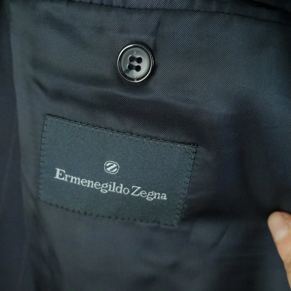 Ermenegildo Zegna Vintage Navy Blue Pinstripe Wool Double Breasted Blazer 52R